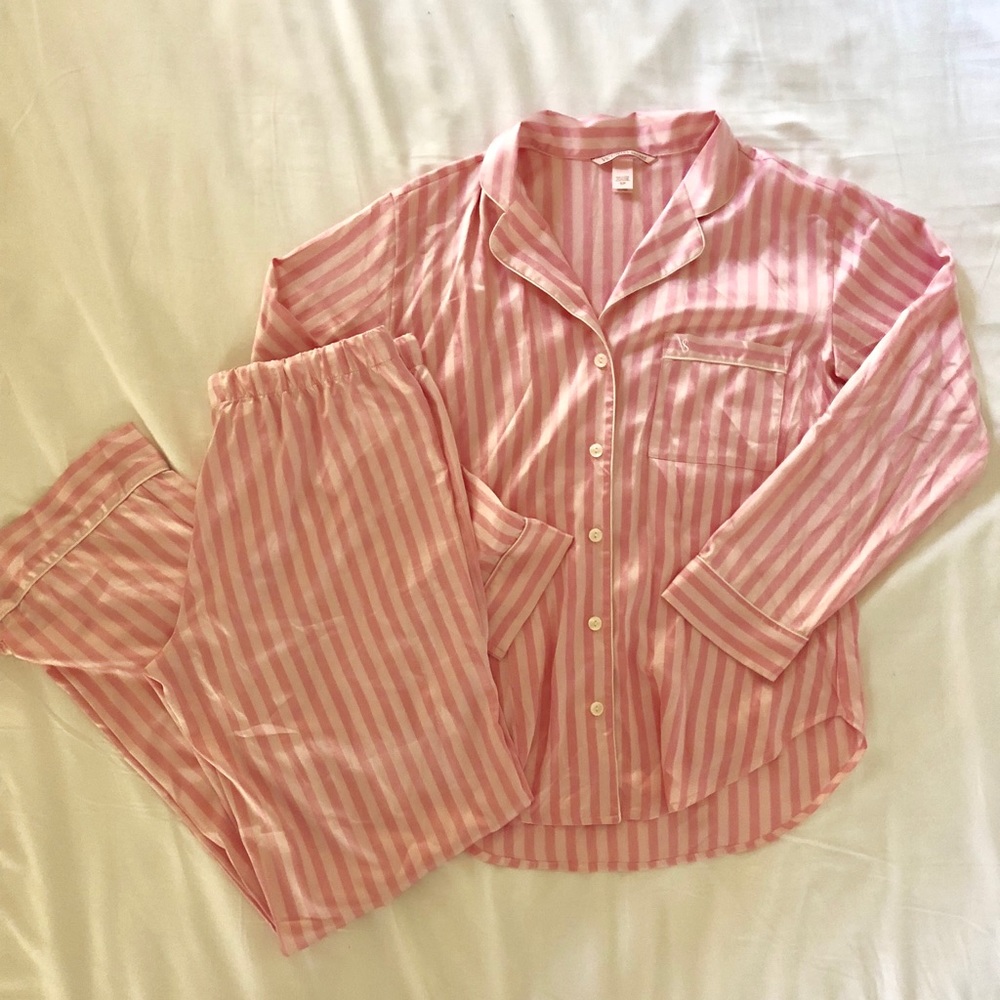 Victoria’s Secret Strip Silk Pajama Set (2-Piece)
